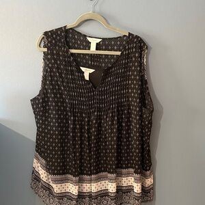CJ Banks Black and White Patterned Sleeveless Blouse